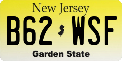NJ license plate B62WSF