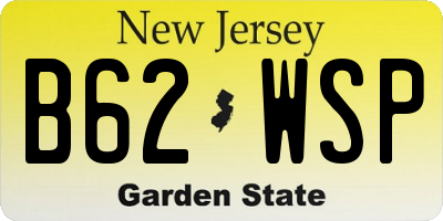 NJ license plate B62WSP