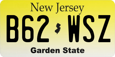 NJ license plate B62WSZ