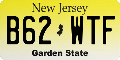 NJ license plate B62WTF