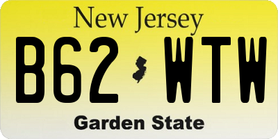 NJ license plate B62WTW