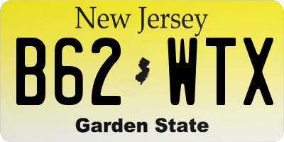 NJ license plate B62WTX