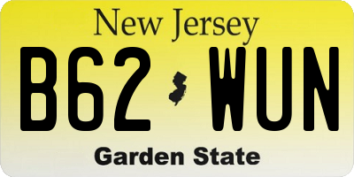 NJ license plate B62WUN
