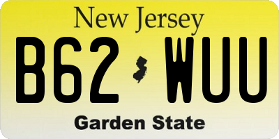 NJ license plate B62WUU