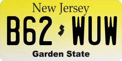 NJ license plate B62WUW