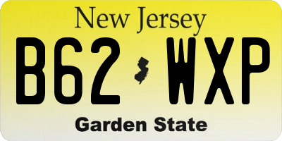 NJ license plate B62WXP