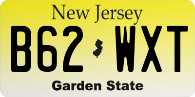 NJ license plate B62WXT