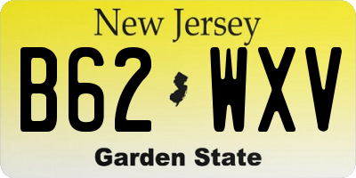 NJ license plate B62WXV