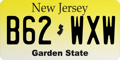 NJ license plate B62WXW