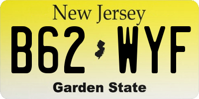 NJ license plate B62WYF