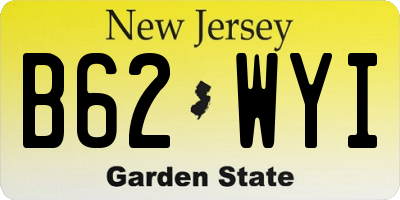 NJ license plate B62WYI