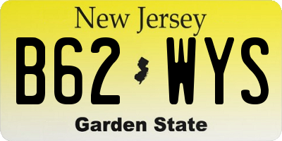 NJ license plate B62WYS