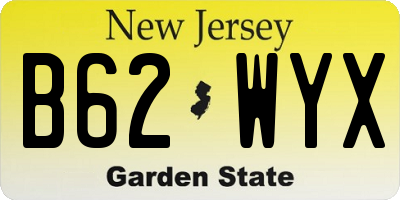 NJ license plate B62WYX