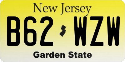 NJ license plate B62WZW