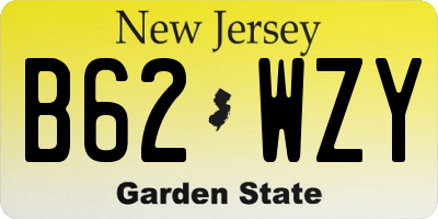 NJ license plate B62WZY
