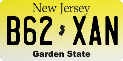 NJ license plate B62XAN
