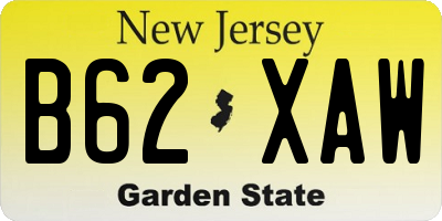 NJ license plate B62XAW
