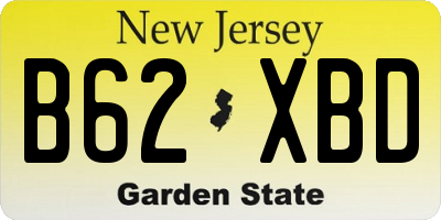 NJ license plate B62XBD