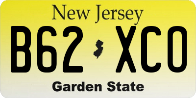 NJ license plate B62XCO