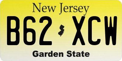 NJ license plate B62XCW