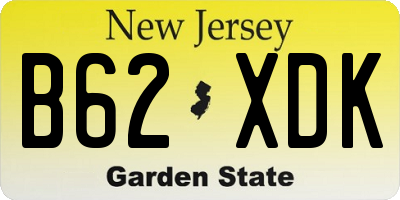 NJ license plate B62XDK