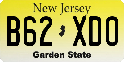 NJ license plate B62XDO