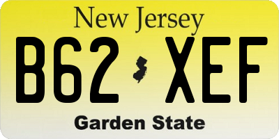 NJ license plate B62XEF