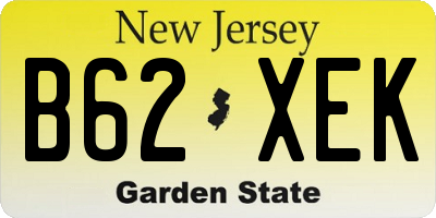 NJ license plate B62XEK