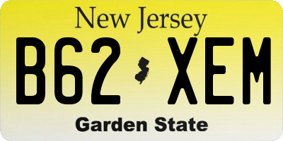 NJ license plate B62XEM