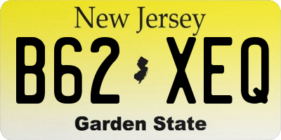 NJ license plate B62XEQ