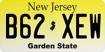 NJ license plate B62XEW