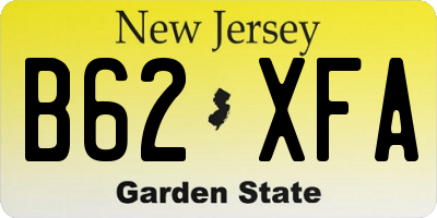 NJ license plate B62XFA