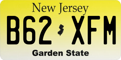 NJ license plate B62XFM