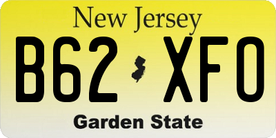 NJ license plate B62XFO