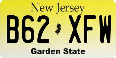 NJ license plate B62XFW