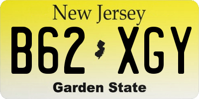 NJ license plate B62XGY
