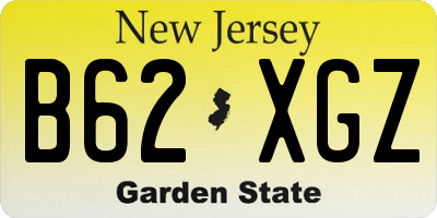 NJ license plate B62XGZ