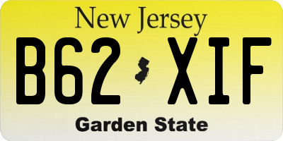 NJ license plate B62XIF