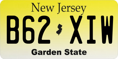 NJ license plate B62XIW