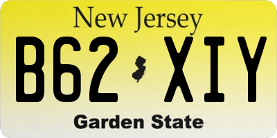 NJ license plate B62XIY