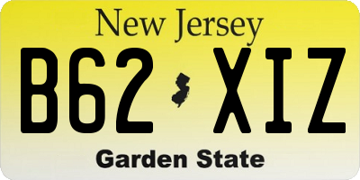 NJ license plate B62XIZ