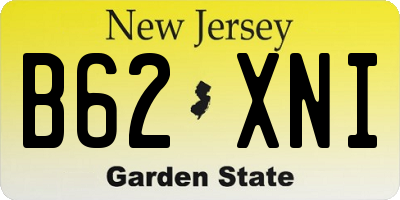 NJ license plate B62XNI