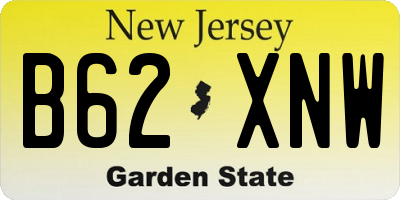 NJ license plate B62XNW