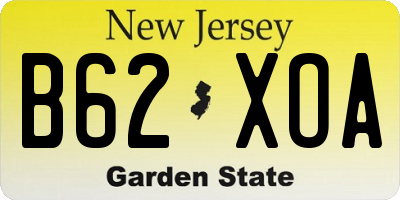 NJ license plate B62XOA