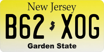 NJ license plate B62XOG