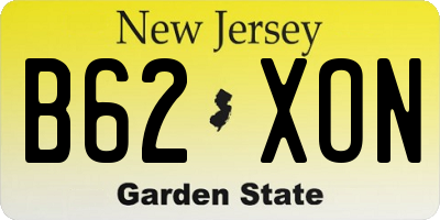 NJ license plate B62XON