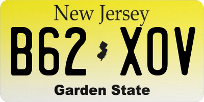 NJ license plate B62XOV