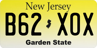 NJ license plate B62XOX