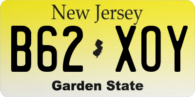 NJ license plate B62XOY