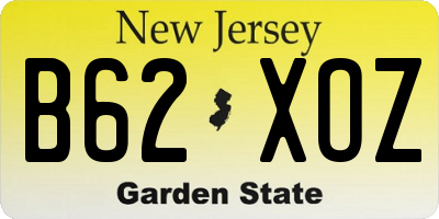 NJ license plate B62XOZ